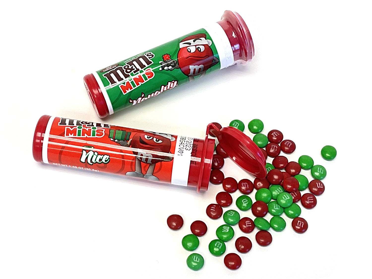 M&M's Holiday Milk Chocolate Minis Size Christmas Candy In Tubes