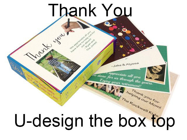 Personalize a Candy you ate as a kid® decade box with a box top that U-Design using your photo or artwork and thank you message.