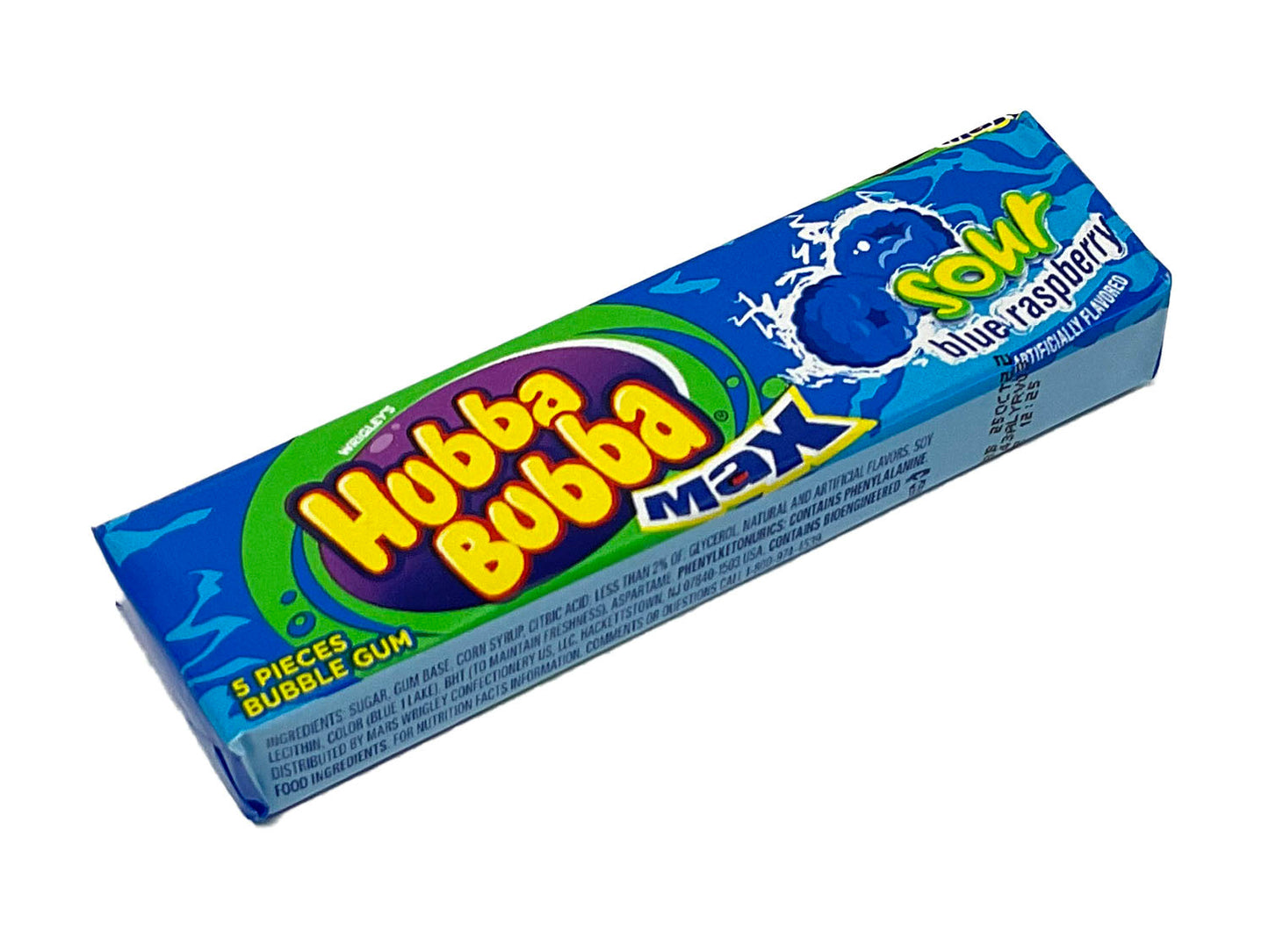 HUBBA BUBBA Sour Blue Raspberry Bubble Chewing Gum Tape, 2 ounce (6 Pack)